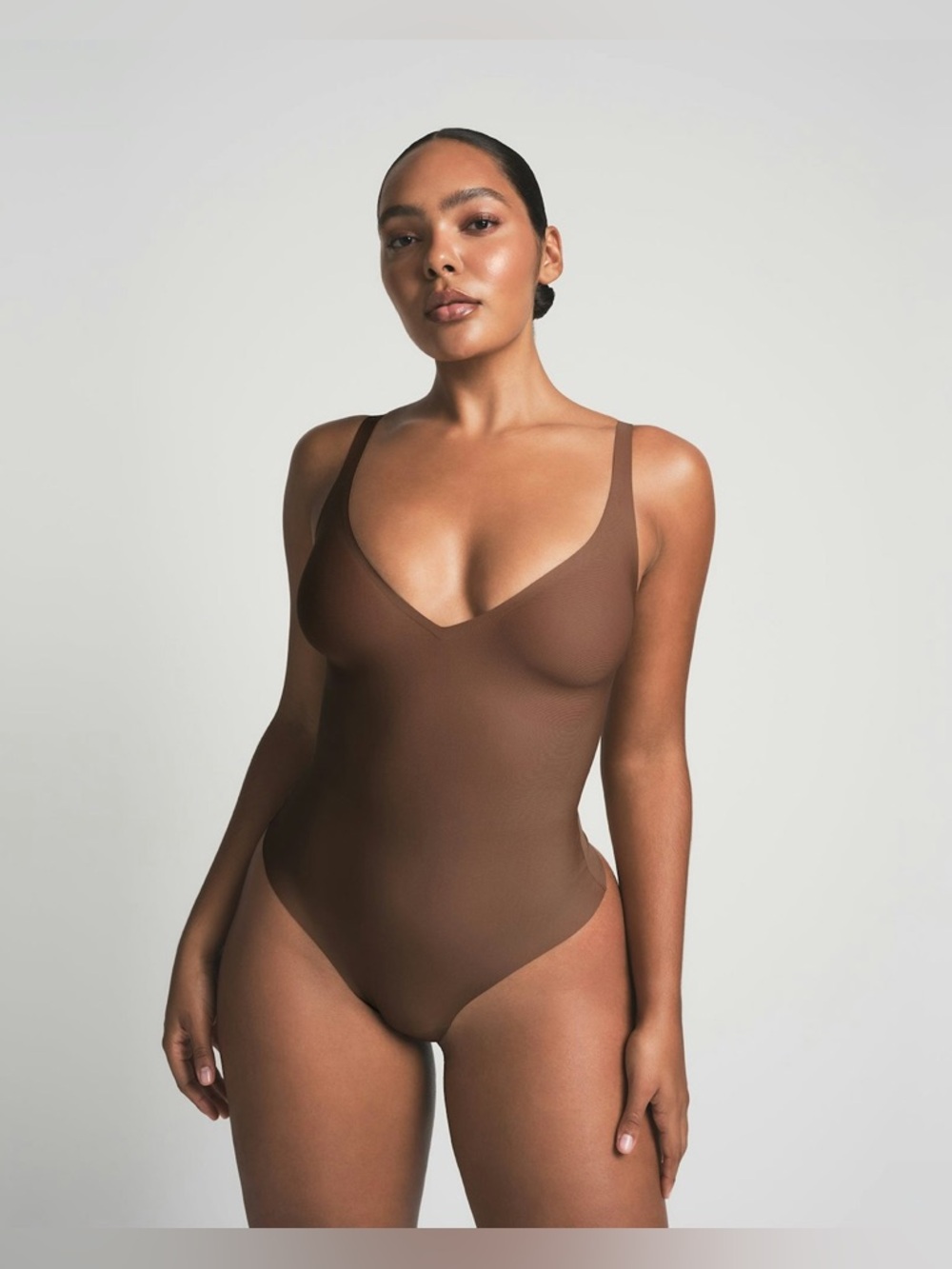 SKIMS Scoop V-Neck One-Piece Swimsuit - light Brown - Picture 5 of 5